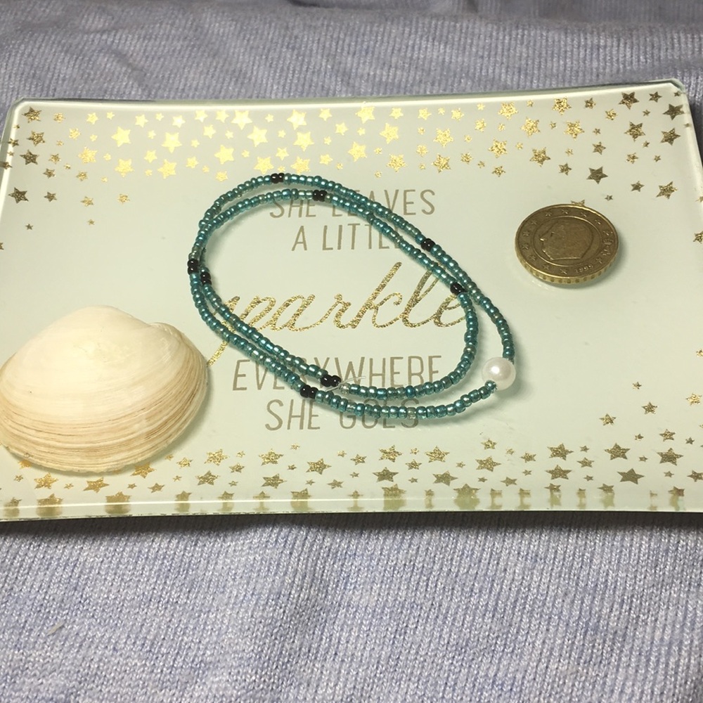 Pearl Beaded Choker - Blue